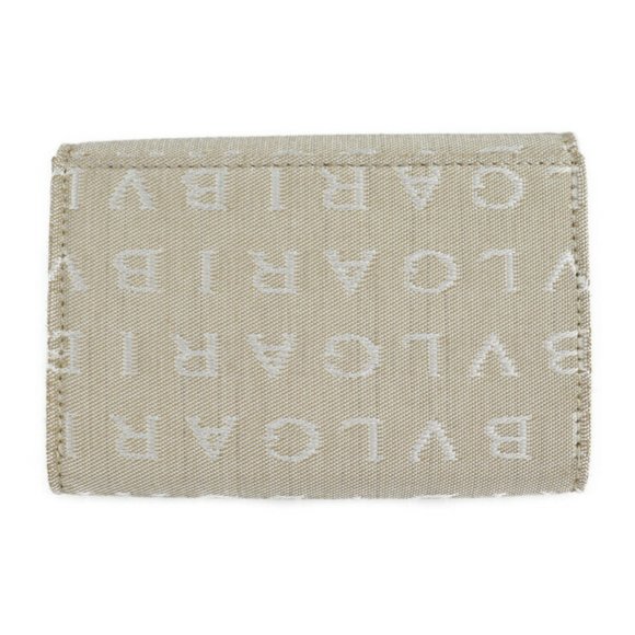 BVLGARI Bulgari Card Case 26549 Canvas Pigskin Beige Chocolate Logomania Foli... - Picture 3 of 9